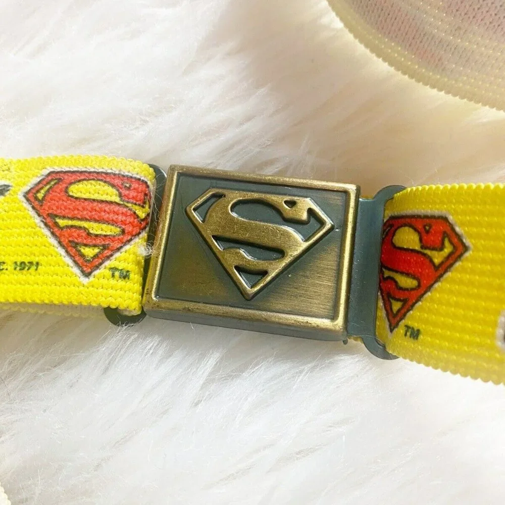 Vintage 1971 Kid's Superman Elastic Belt DC Comics Metal Buckle